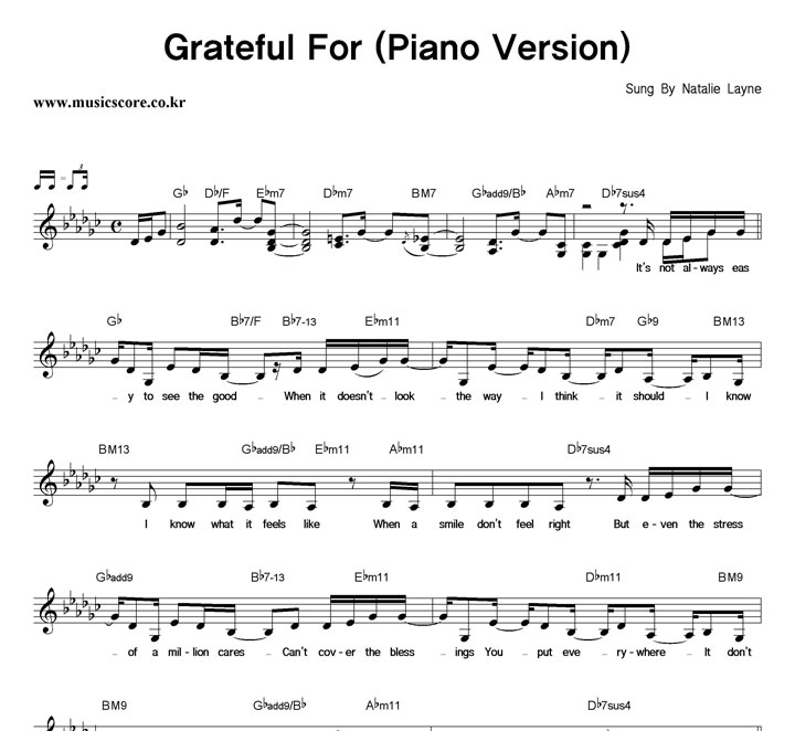 Natalie Layne Grateful For (Piano Version) Ǻ