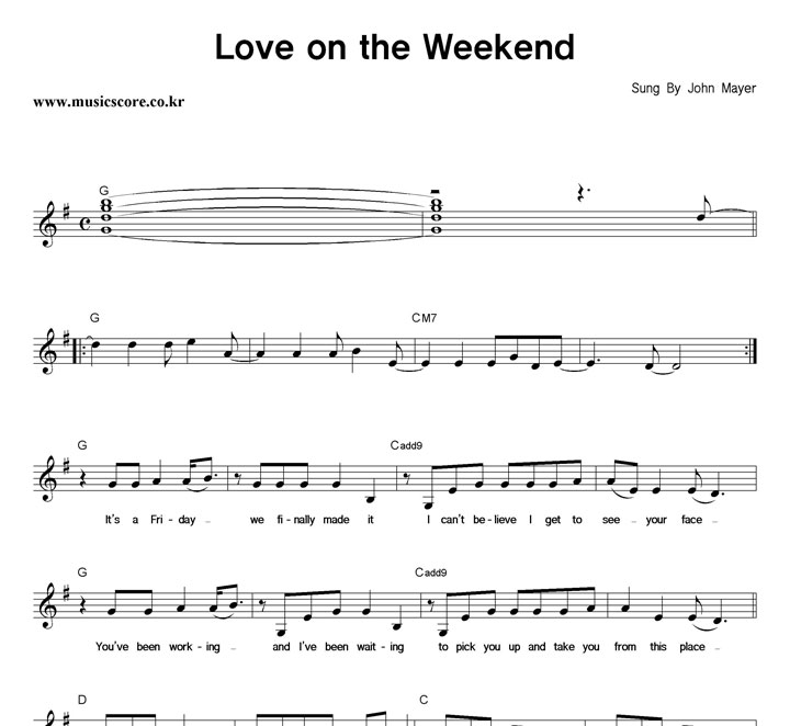 John Mayer Love On The Weekend Ǻ