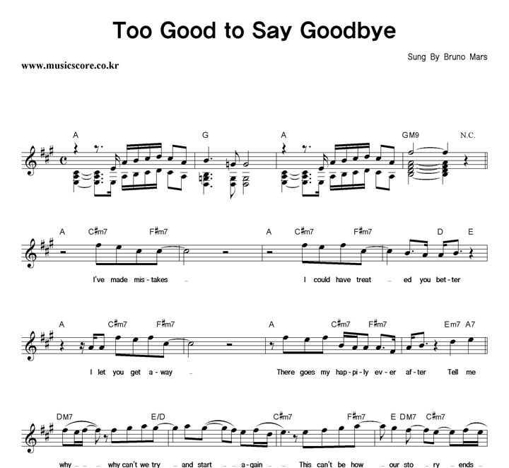 Bruno Mars Too Good To Say Goodbye Ǻ