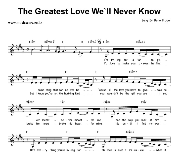 Rene Froger The Greatest Love We'll Never Know Ǻ