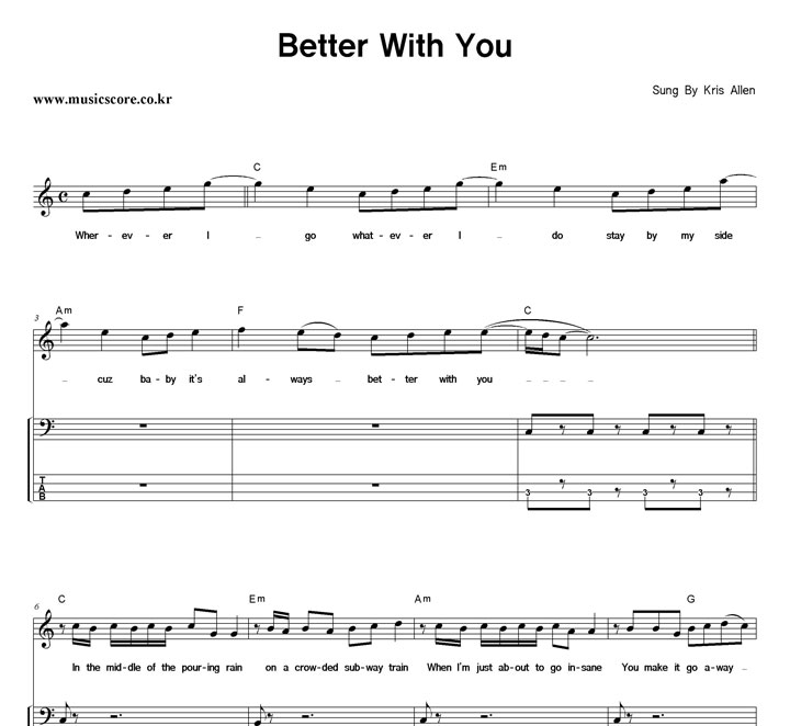 Kris Allen Better With You  ̽ Ÿ Ǻ