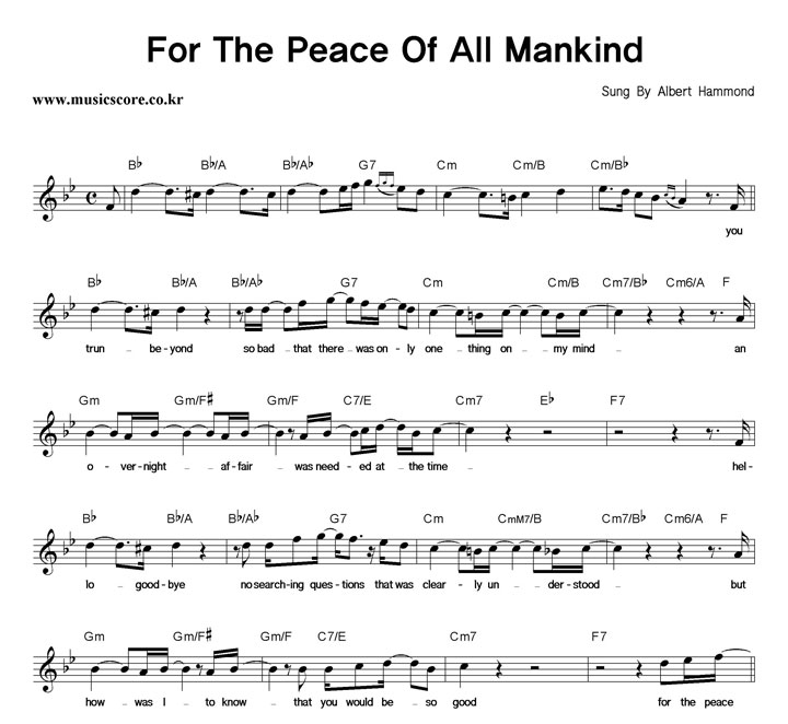 Albert Hammond For The Peace Of All Mankind Ǻ