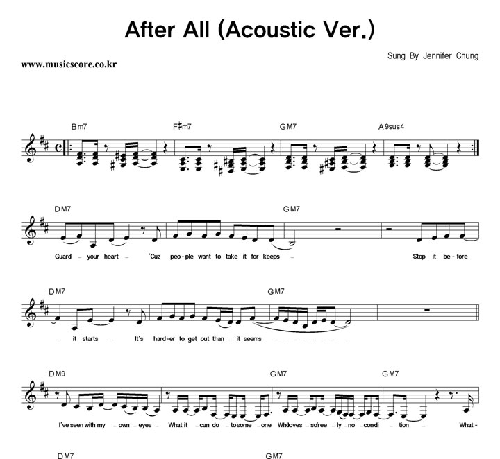 Jennifer Chung After All (Acoustic Ver.) Ǻ