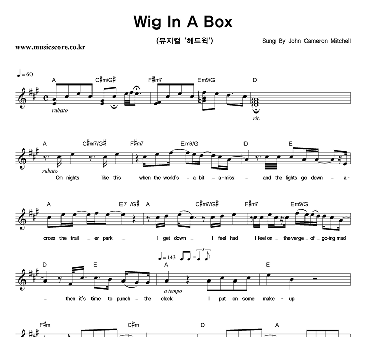 John Cameron Mitchell Wig In A Box