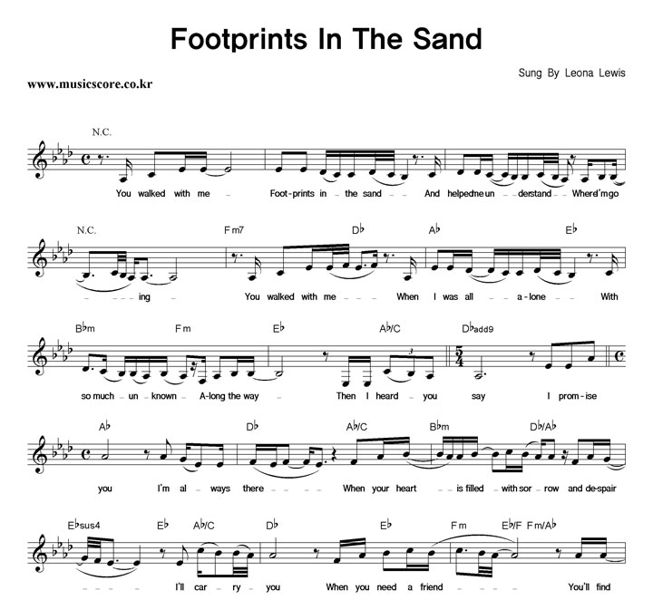 Leona Lewis Footprints In The Sand Ǻ